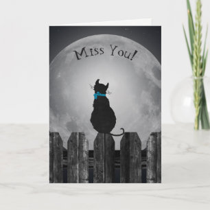 Miss You cat i månlight Kort