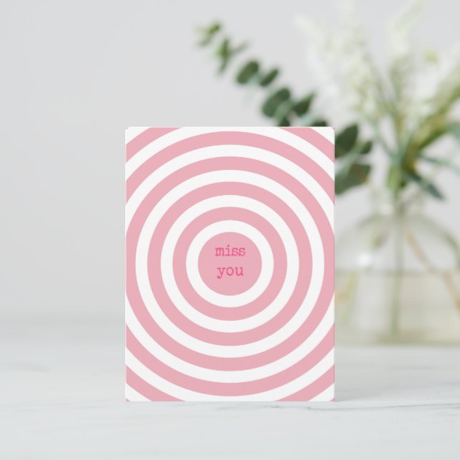 MISS You - Cute Abstrakt Rosa Circles Vykort (Stående Fram)