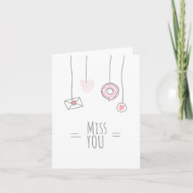 Miss You Cute Rosa Brev Doughnut Greeting Card