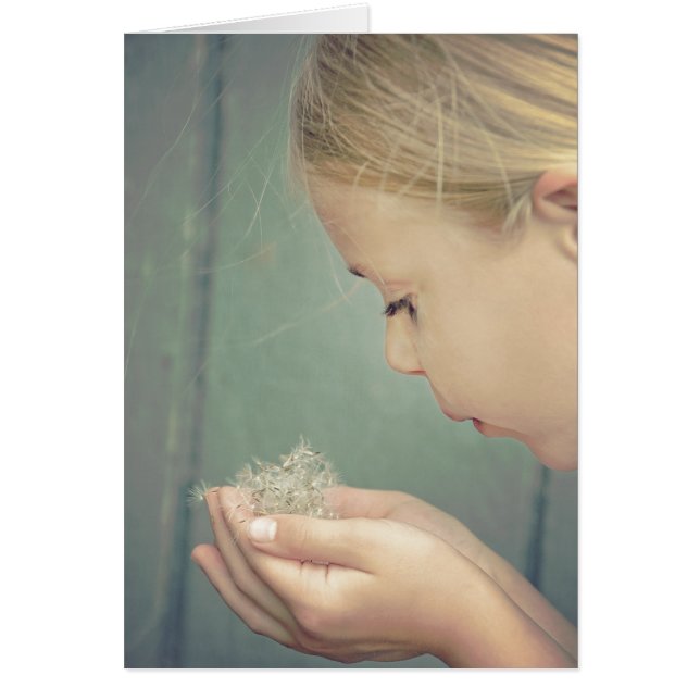 Miss You dandelion-frön i handen Hälsningskort (Framsidan)