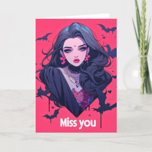 Miss You Demonic Woman Helgkort