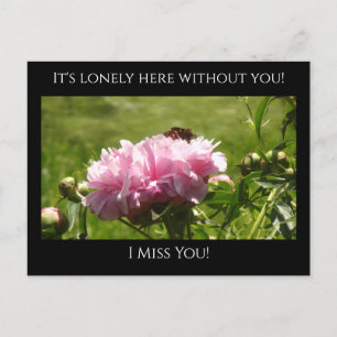 Miss You, det är bara här Rosa Peonies Vykort