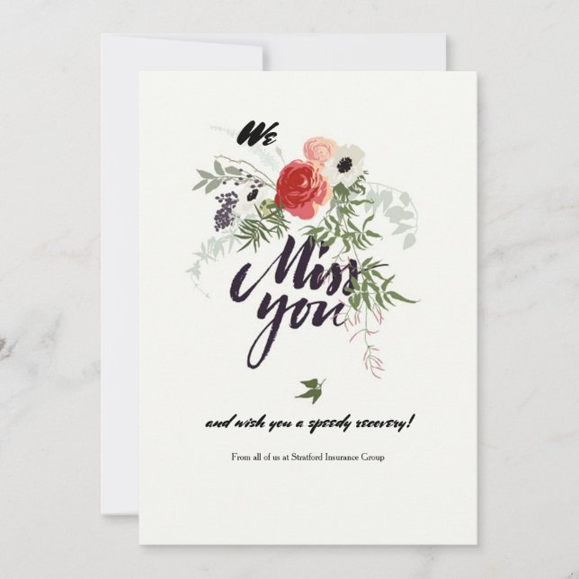 Miss you Get well Greeting Card (Framsida)