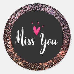 Miss You, glitter och gnistra Runt Klistermärke
