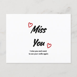 Miss You Greeting Card Vykort