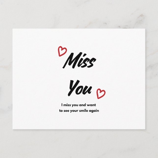Miss You Greeting Card Vykort (Framsida)