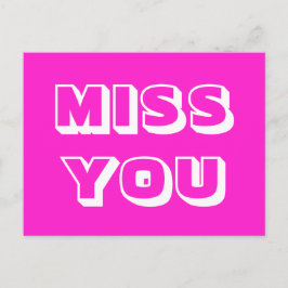 Miss You, hettens magenta, vit modern djärv Vykort