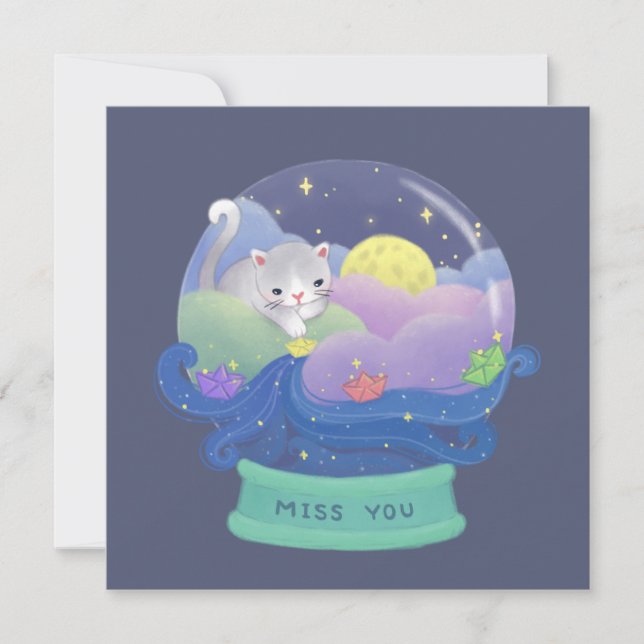 Miss You: Katt och Pappra båtar Inbjudningar (Framsida)