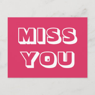 Miss You, körsbärsvit modern fet Vykort
