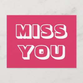 Miss You, körsbärsvit modern fet Vykort