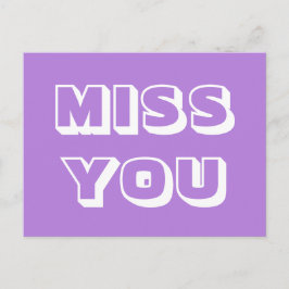 Miss You, lavender, vit modern fetstil Vykort