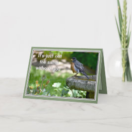 Miss You Ledsen Bird Greeting Card Helgkort