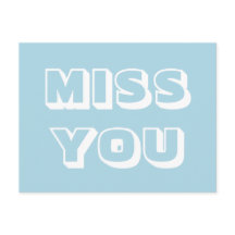 Miss You, ljusblå, vit modern fetstil