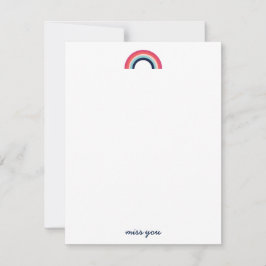 Miss You Modern Rainbow in Blue Note Card Tack Kort