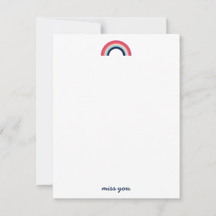 Miss You Modern Rainbow in Blue Note Card Tack Kort