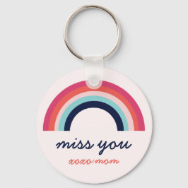 Miss You Rainbow i Blue and Rosa Personlig Nyckelring