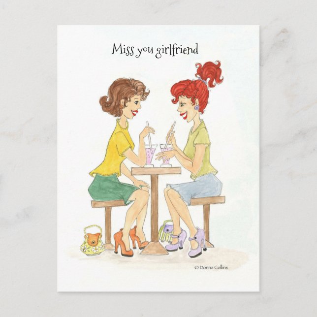 Miss You Soda Girls Postcard Vykort (Framsida)