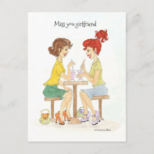Miss You Soda Girls vycard Vykort