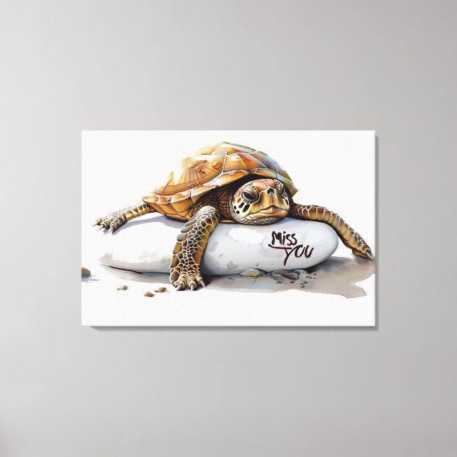 "Miss You" Turtle Kanvastryck (Framsida)