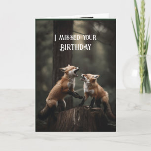 Missad Roligt Fox Sake från födelsedagen Kort