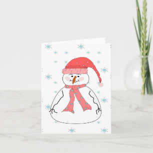 Missar Snögubbe Snowing Whimsitive Primitive Art Helgkort