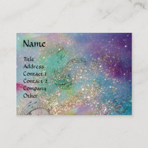 MISSBRUK AV BLOMMOR Teal Blue Grönt Guld Sparkles Visitkort