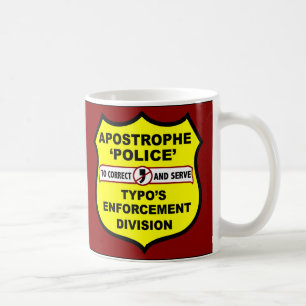 Missbruk för grammatikpolisapostrof kaffemugg