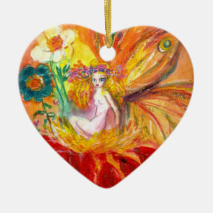 MISSBRUKARENS BLOMMOR Vibrant Red Ruby Heart Julgransprydnad Keramik