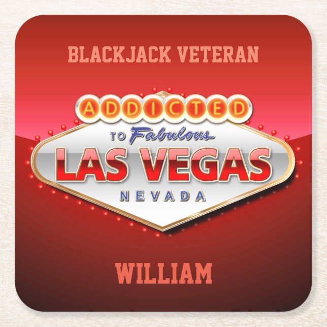 Missbrukat till Las Vegas, undertecknar roliga Underlägg Papper Kvadrat (Framsidan)