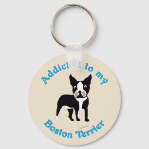Missbrukat till min Boston Terrier Nyckelring