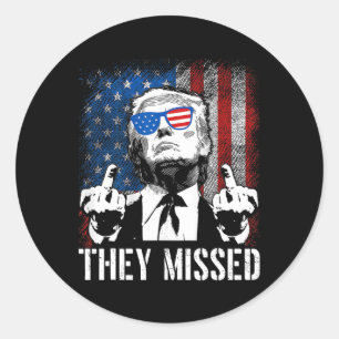 Missed Donald Trump Shot Trump 2024 US American Fl Runt Klistermärke