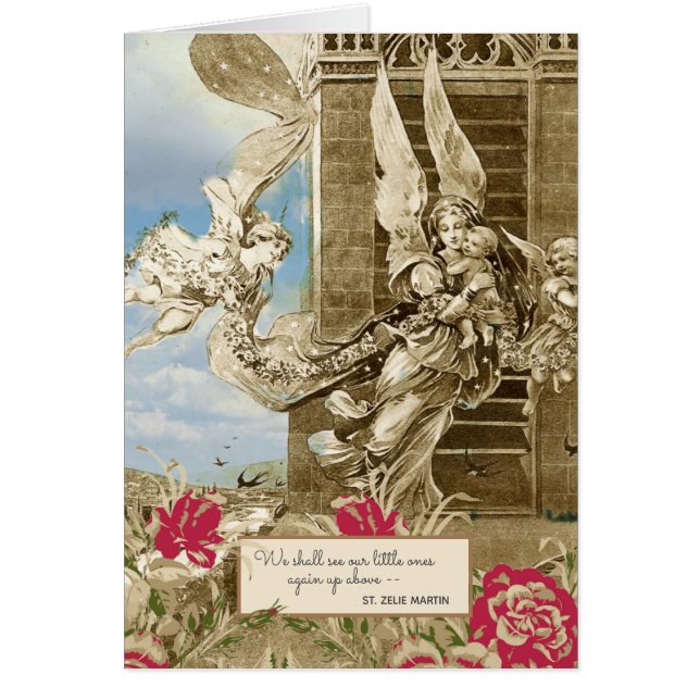 Missfall baby vintage ängel Religiös Hälsningskort (Framsidan)