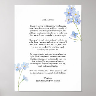 Missfall Glöm mig Ingen Blommigt Förlust av Baby D Poster