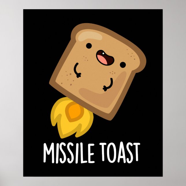 Missile Toast Funny Mistletoe Puns Mörk BG Poster (Framsidan)