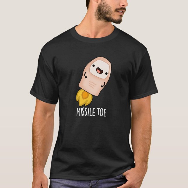 Missile Toe Funny Mistletoe Pun Mörk BG T Shirt (Framsida)