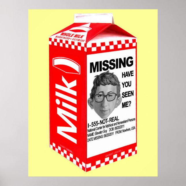 MISSING: Elevator Guy Poster (Framsidan)
