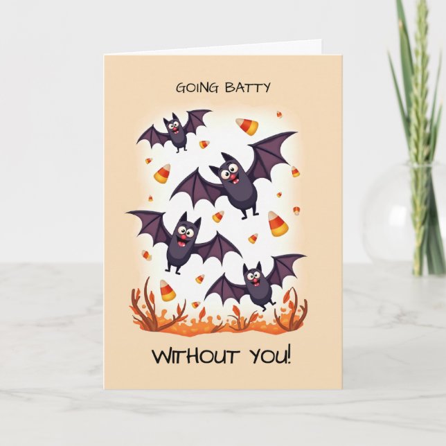 Missing You at Halloween Going Batty Cute Bats Kort (Framsida)