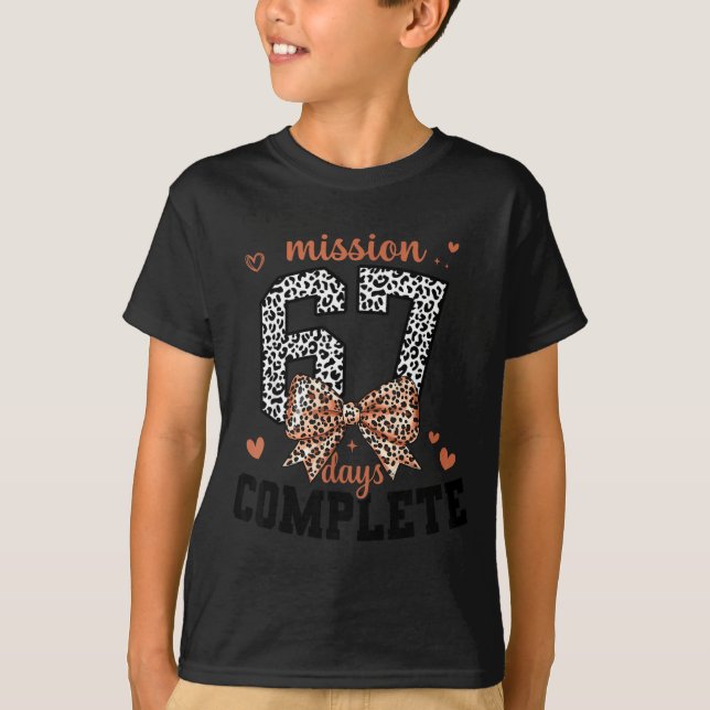 Mission 67 Days Complete Back To School Bow Leopar T Shirt (Framsida)