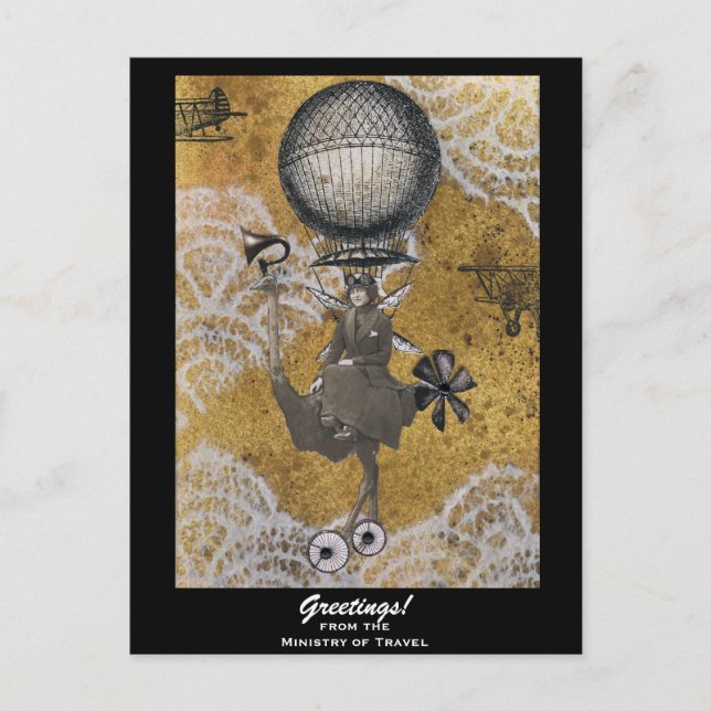 Mission av vykort för resor med Steampunk (Framsida)