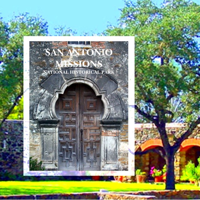 Mission Espada kyrkdörr, San Antonio Missions  Vykort (Skapare uppladdad)