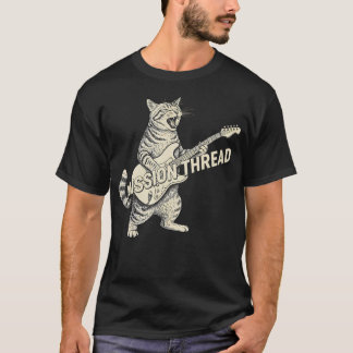 Mission Thread Cat Playing Guitar Rock Music T Shirt