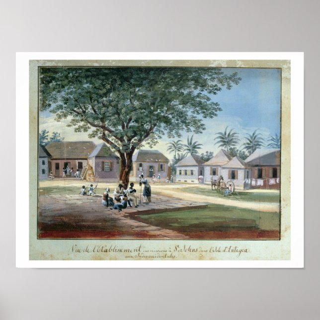 Missionär Byggnad, St Johns, Antigua (w/c och c) Poster (Framsidan)