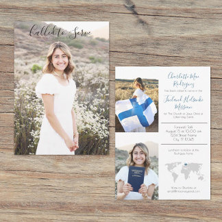 Missionary Announcement Blue Inbjudningar