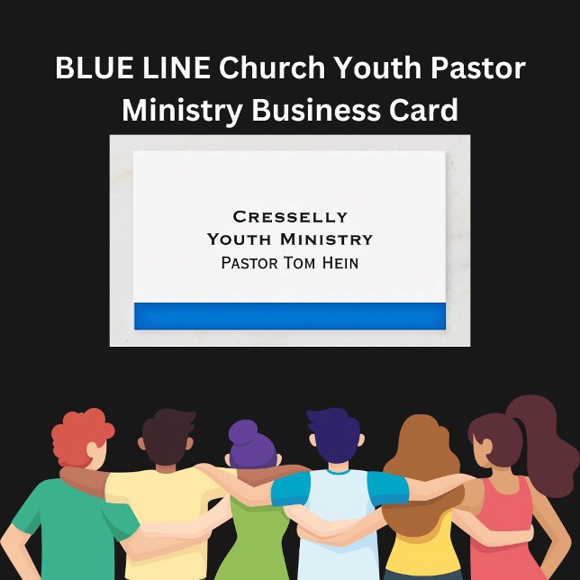 Missionen "BLUE LINE Church Youth Pastor" Visitkort (BLUE LINE Church Youth Pastor Ministry Business Card)