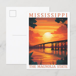 MIssippi Magnolia-staten USA Travel Ställe Vykort