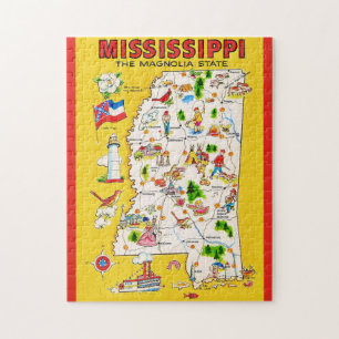 Mississippi 11 x 14 Vintage Karta Pussel