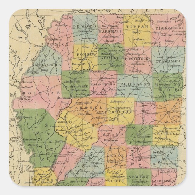 Mississippi 6 fyrkantigt klistermärke (Framsida)