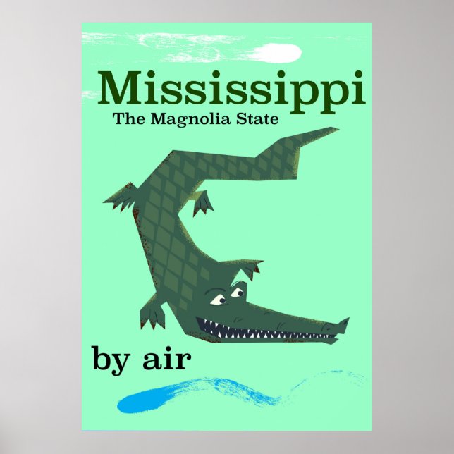 Mississippi Alligator vintage resemål Poster (Framsidan)