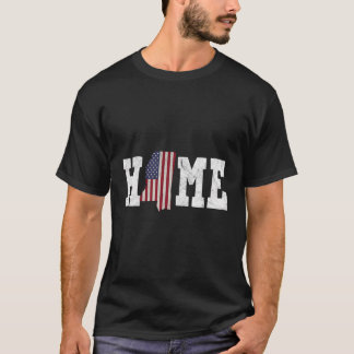 Mississippi American Flagga Home State Shape Distr T Shirt