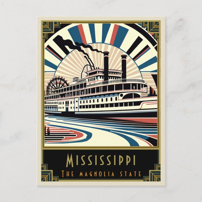 Mississippi | Art Deco Vykort (Framsida)